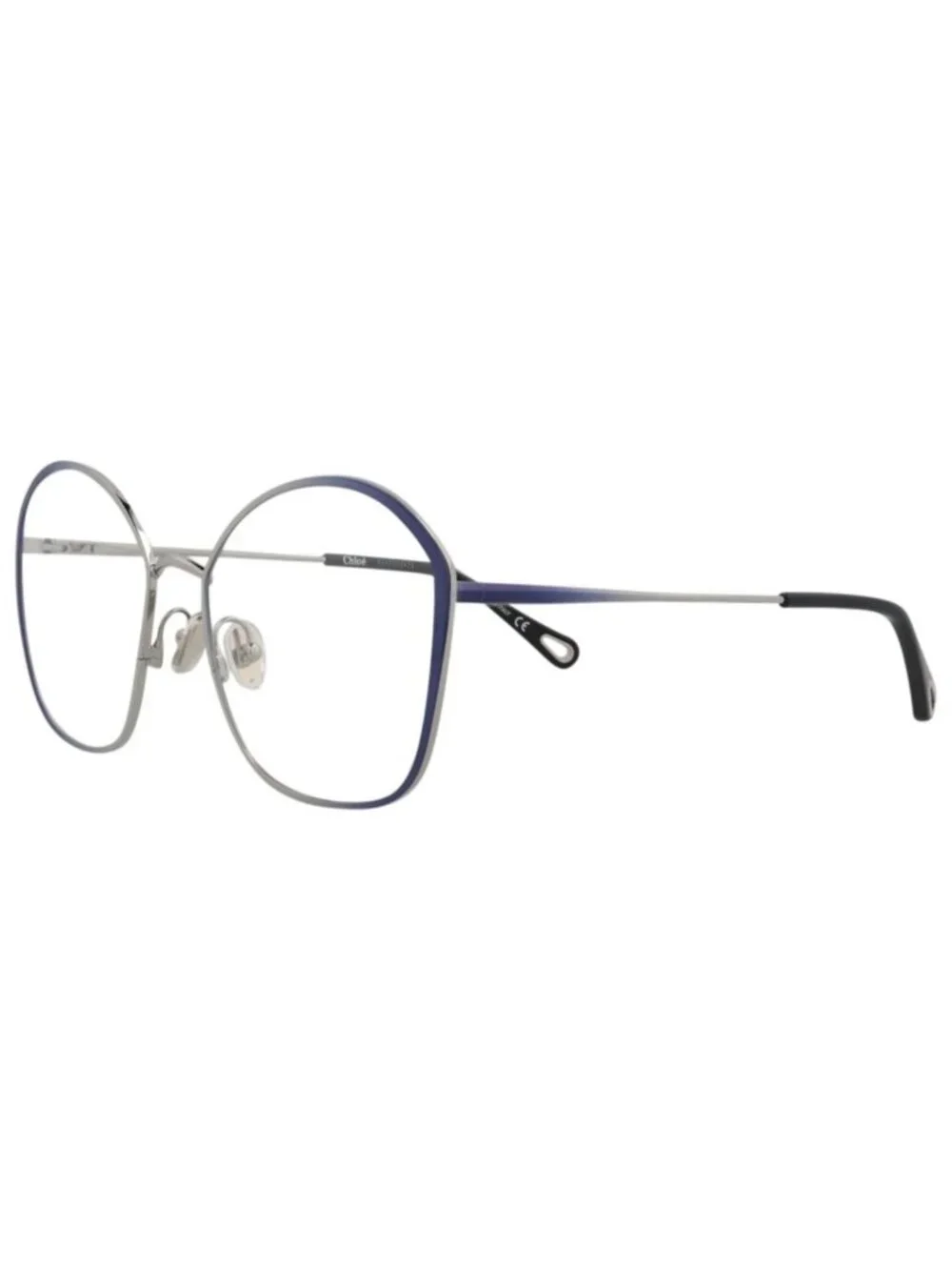 New Chloé Women's Eyeglasses Square Rectangle Metal Frame Blue Blue Transparent